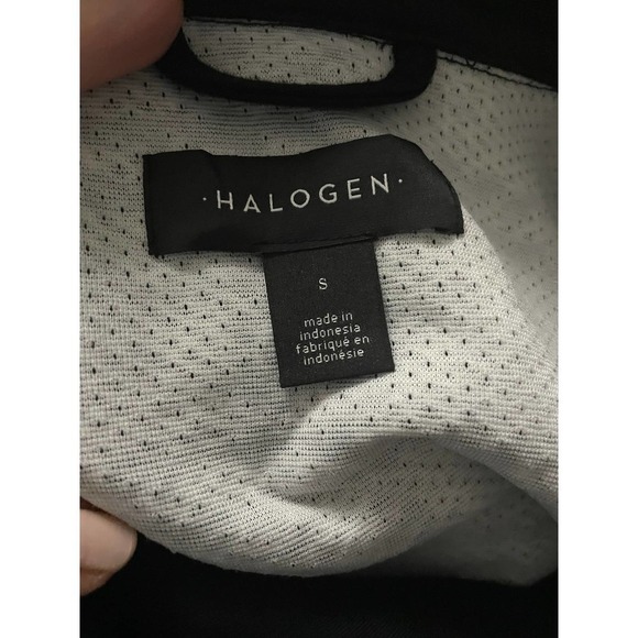 HALOGEN Houndstooth Check knit Moto Jacket in Black Ivory Plaid Size S NEW - Picture 5 of 5